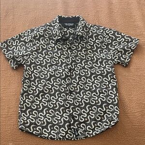Kids' Black and White Patterned Button Down Shirt